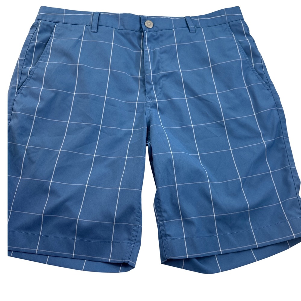 Bonobos Golf Shorts Mens 36 Blue Windowpane Plaid 10 Inch Inseam 17933-BMD01